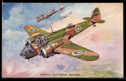 Künstler-AK Flugzeug Bristol Blenheim Bomber