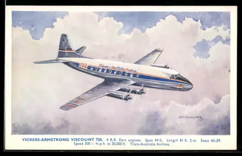 AK Flugzeug Vickers-Armstrong Viscount 720, Trans-Australia Airlines, über den Wolken