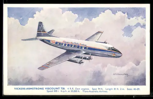 AK Flugzeug Vickers-Armstrong Viscount 720, Trans-Australia Airlines, über den Wolken
