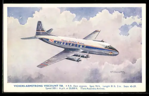 AK Flugzeug Vickers-Armstrong Viscount 720, Trans-Australia Airlines, über den Wolken