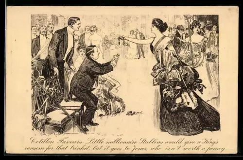 Künstler-AK Charles Dana Gibson: Schöne Dame vor einem kleinen Mann