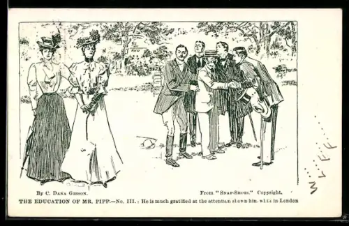 Künstler-AK Charles Dana Gibson: The Education of Mr. Pipp, Mr. Pipp ist much gratified at the attention slown him