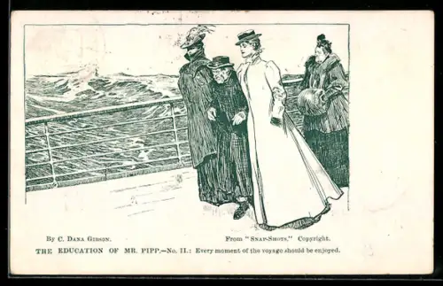 Künstler-AK Charles Dana Gibson: The Education of Mr. Pipp - No. II: Every moment of the voyage should be enjoyed