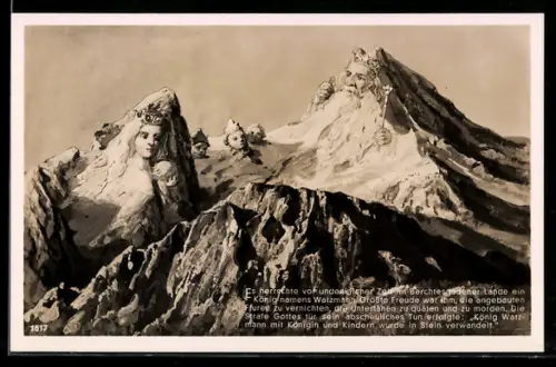 AK König Watzmann mit Königin u. Kindern, Berg mit Gesicht, Berggesichter