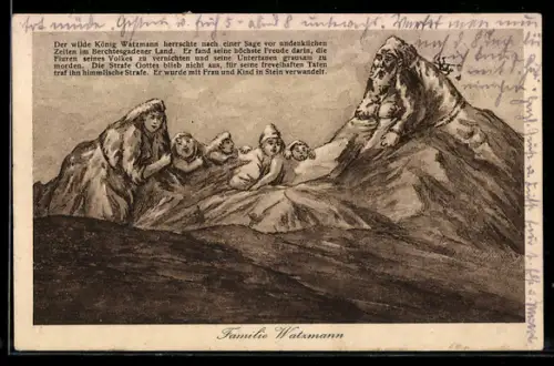 AK vermenschlichte Berge, Familie Watzmann bei Berchtesgaden, Berggesichter