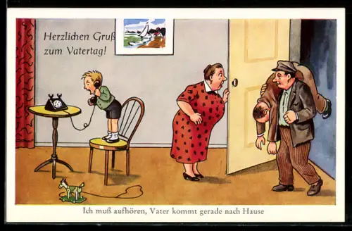 AK Ruf mich später an..., betrunkener Mann wird Huckepack nach Hause getragen