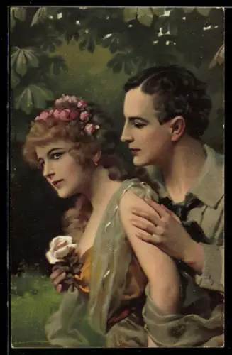 AK Mann schenkt seiner Liebsten eine weisse Rose