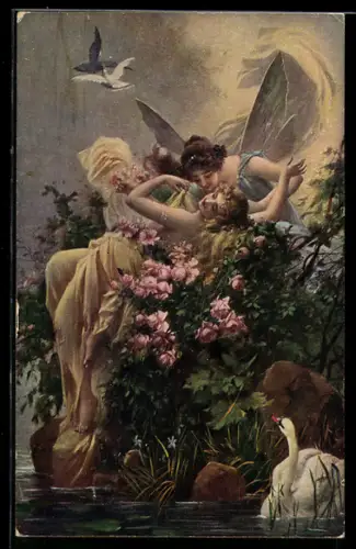 Künstler-AK Hans Zatzka: Liebesgeflüster