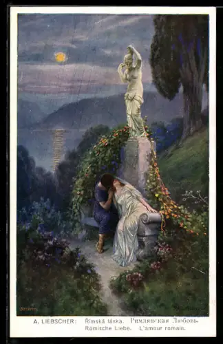 Künstler-AK Adolf Liebscher: Liebespaar beim Kuss