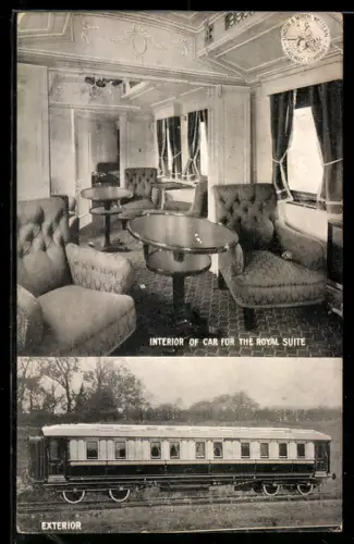 AK London & North Western Railway, Interior of Car for the Royal Suite, Exterior, Britische Eisenbahn, Königlicher Zug