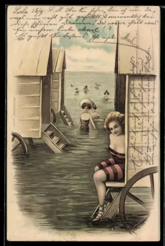 AK junge Damen in Bademode