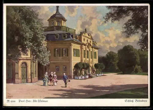 Künstler-AK Weimar / Thür., Schloss Belvedere