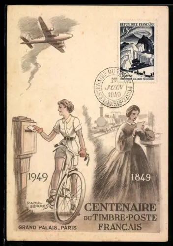 Künstler-AK Paris, Centenaire du Timbre-Poste Francais, Grand Palais, Ausstellung