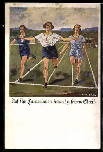 Künstler-AK Otto Amtsberg: Auf ihr Turnerinnen kommt zu frohem Streit
