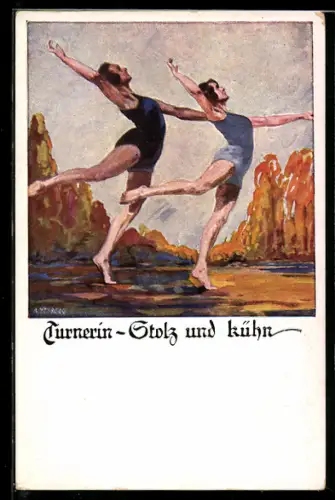 Künstler-AK Otto Amtsberg: Turnerin-Stolz & Kühn