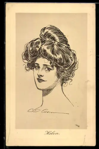 Künstler-AK Charles Dana Gibson: Helen, Frauenportrait
