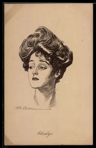 Künstler-AK Charles Dana Gibbson: Gladys, Frau mit ernster Mine