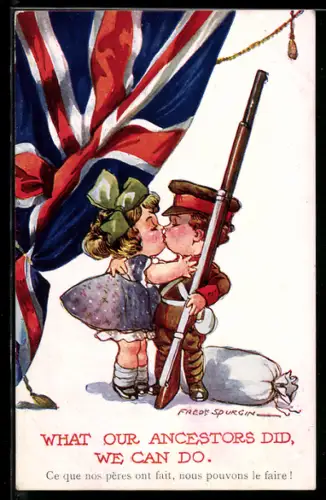 Künstler-AK Fred Spurgin: What our Ancestors did, we can do, Küssendes Paar