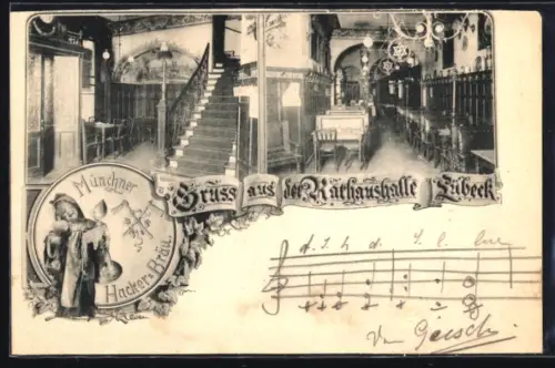 AK Lübeck, Rathaushalle, Innenansichten