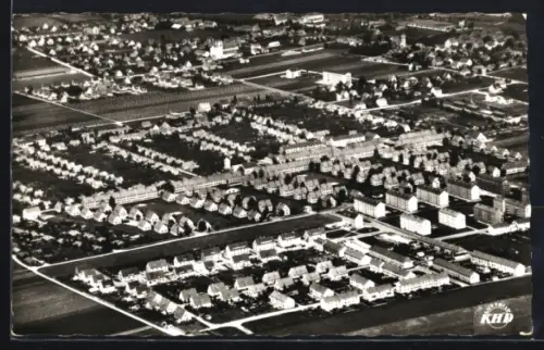 AK Haunstetten bei Augsburg, Luftaufnahme Wohnsiedlungen und Ortsansicht