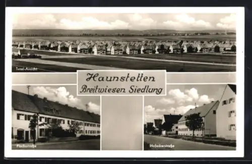 AK Haunstetten, Breitwiesen Siedlung, Total-Ansicht, Flachsstrasse, Hofackerstrasse