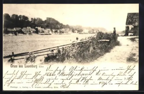 AK Lauenburg /Elbe, Partie am Elbufer