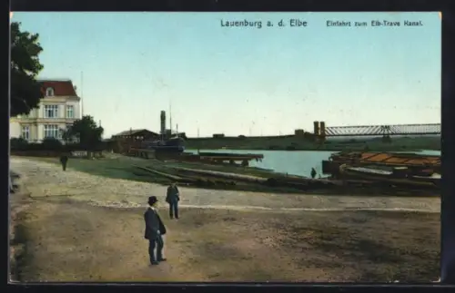 AK Lauenburg a. d. Elbe, Einfahrt zum Elb-Trave Kanal