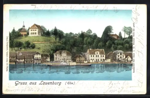 AK Lauenburg /Elbe, Uferansicht mit Häusern