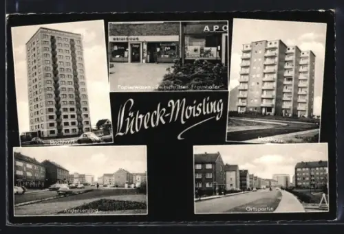 AK Lübeck-Moisling, Hochhaus, Neues Haus, Andersenring, Papierwaren Fraunhofer