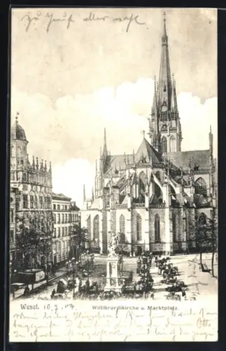AK Wesel, Willibrordikirche, Marktplatz