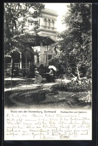 AK Dortmund, Kronenburg Musikpavillon und Saalturm