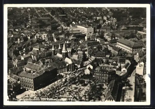 AK Kaiserslautern /Pfalz, Flugzeugaufnahme der Innenstadt