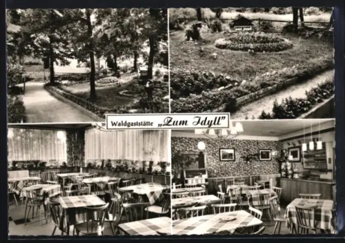 AK Kaiserslautern-Eselsfürth, Gasthaus Zum Idyll, Daubornerweg 39, Bes. Fam. Krehbiehl, Innenansicht, Gartenanlage