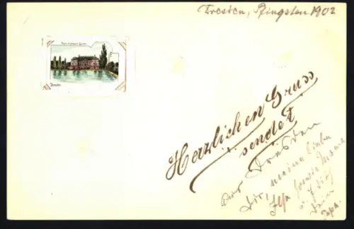 Papierkunst-AK Dresden, Palais im grossen Garten