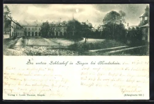 AK Siegen, Unterer Schlosshof bei Mondschein