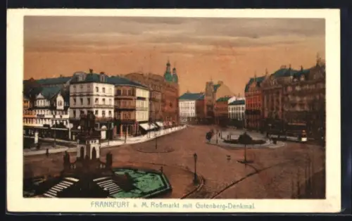 AK Frankfurt a. M., Rossmarkt, Gutenberg-Denkmal