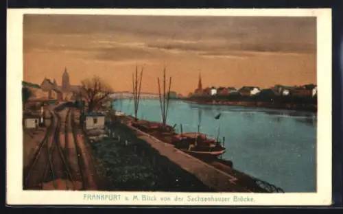 AK Frankfurt-Sachsenhausen, Blick von der Sachsenhäuser Brücke