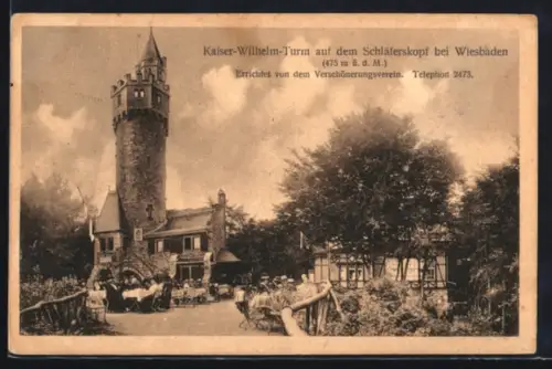 AK Wiesbaden, Kaiser-Wilhelm-Turm auf dem Schläferskopf