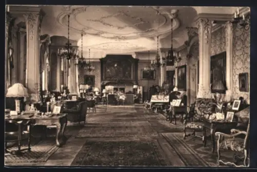 AK Frankfurt-Niederrad, Haus Buchenrode, Innenansicht des Salons