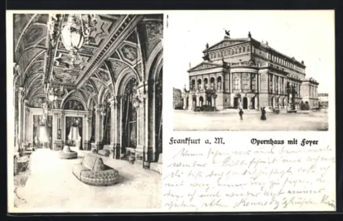 AK Frankfurt a. M., Opernhaus mit Foyer