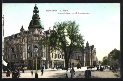 AK Frankfurt a. Main, Schauspielhaus von der Friedenstrasse