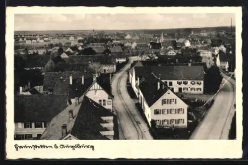 AK Haunstetten b. Augsburg, Cafe Post mit Strassenpartien