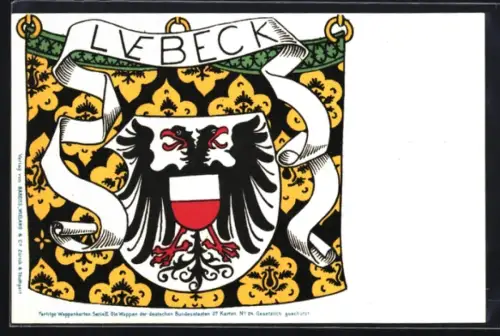 AK Lübeck, Wappen mit Adler und Banner