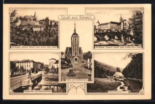 AK Siegen, Markt und Nikolaikirche, Oberes Schloss, Unteres Schloss