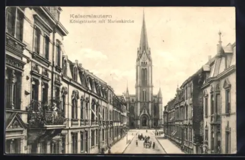 AK Kaiserslautern, Königstrasse mit Marienkirche