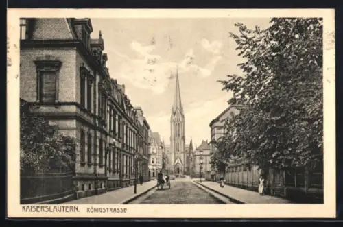 AK Kaiserslautern, Königstrasse mit Kirche