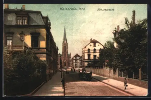 AK Kaiserslautern, Königstrasse mit Kirche