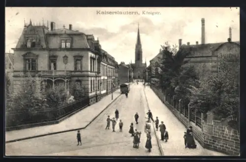 AK Kaiserslautern, Königstrasse mit Blick zur Kirche