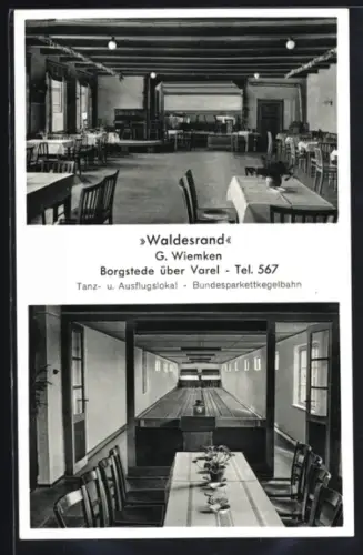 AK Borgstede über Varel, Gasthaus Waldesrand, Innenansichten