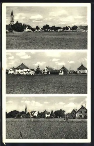 AK Königsbrunn bei Augsburg, Teilansicht mit Kirche, Ortspartien